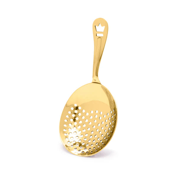 1125 G Gold Cocktail Kingdom Premium Julep Strainer showing side profile on white silo background.
