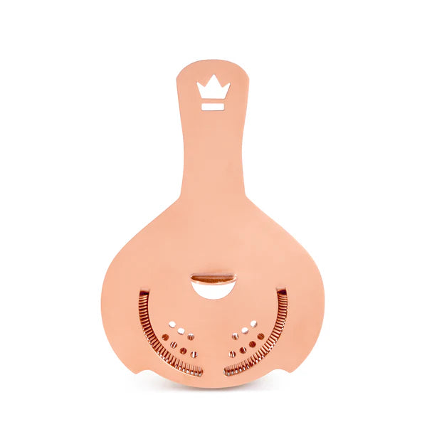 1126 C Copper Cocktail Kingdom Koriko Hawthorne Strainer on white background.