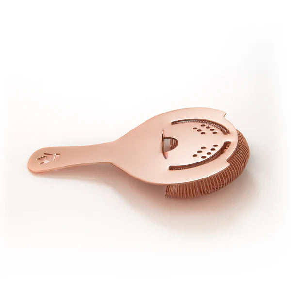 1126 C Copper Cocktail Kingdom Koriko Hawthorne Strainer side view on white background.