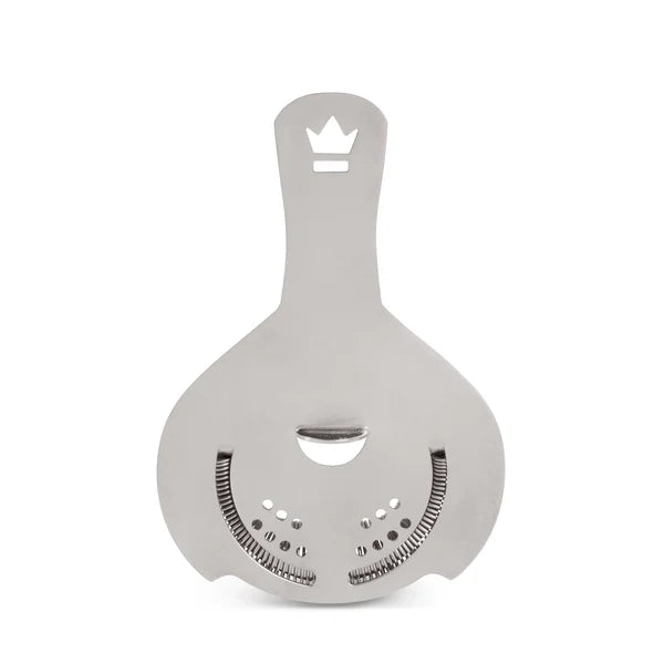 1126 Cocktail Kingdom Koriko Hawthorne Strainer backside on white backgorund.