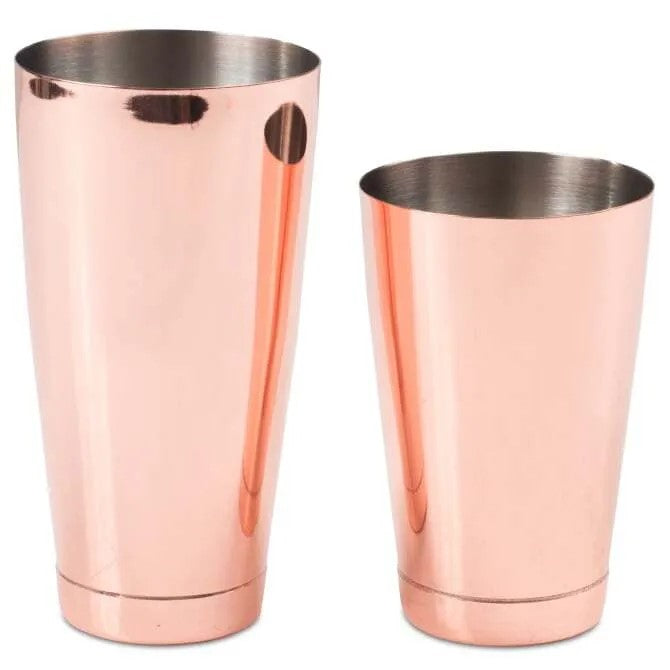 1231 Barfly Copper Cocktail Shaker Set in copper shown separate on white background.