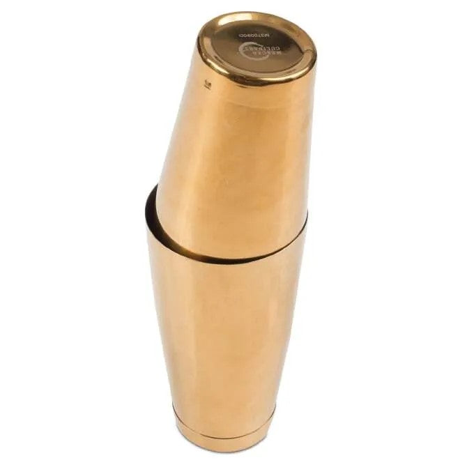 1232 Barfly Gold Cocktail Shaker Set in gold shown on white background.