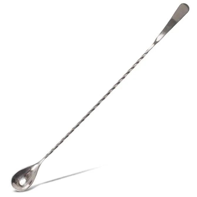 Barfly Bar Spoon - 13-3/16-in - Stainless Steel upright on  white silo background.