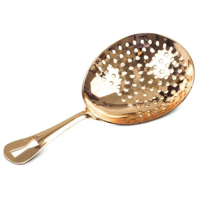 1247 Gold Barfly Julep Gold Strainer front on white background.