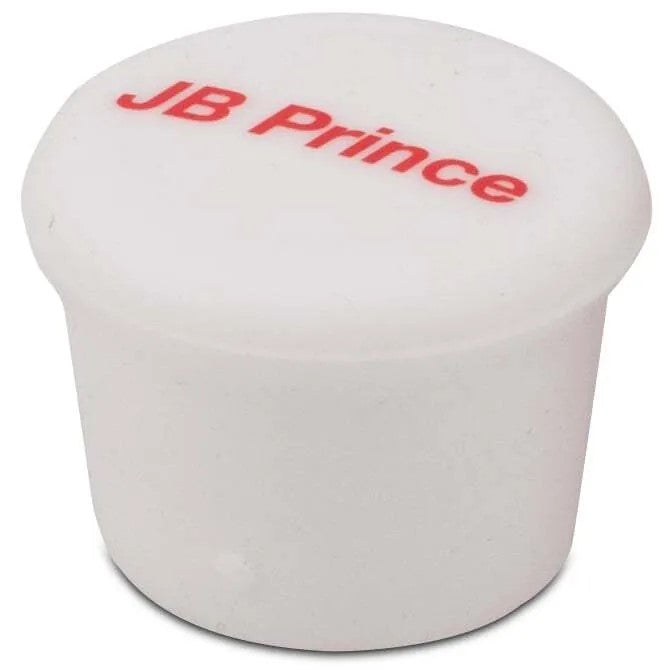 A white silicone wine cap with the red text 'JB PRINCE' on top.