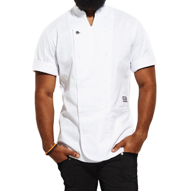 White Short Sleeve Tilit Mens Chef Coat
