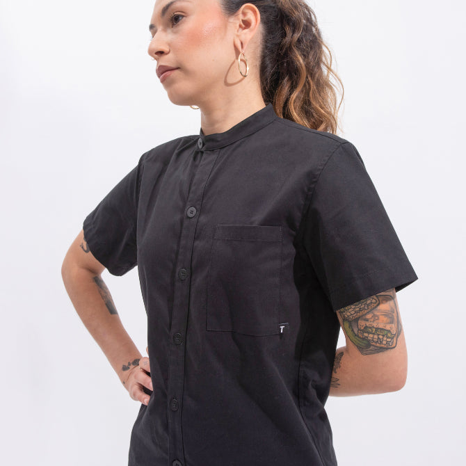 Short Sleeve Chef Shirt Black