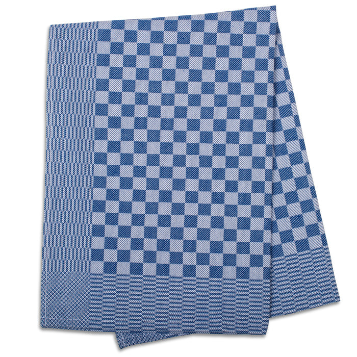 Blue Checkered Kitchen Towles shot on white silo background.