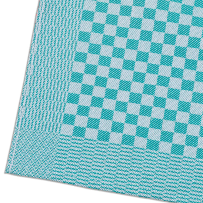 Green Kitchen Towel corner by JB Prince shot on white silo background.