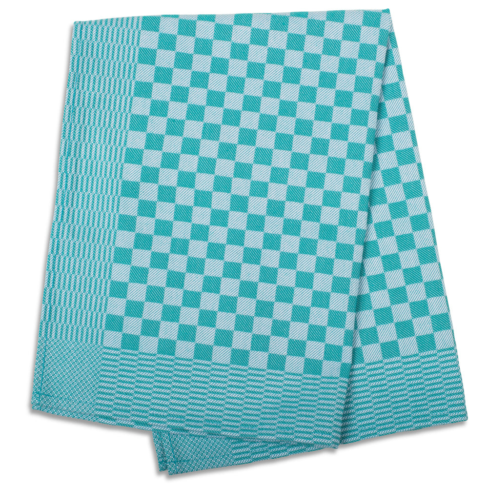 Green Checkered Kitchen Towles shot on whit silo background.