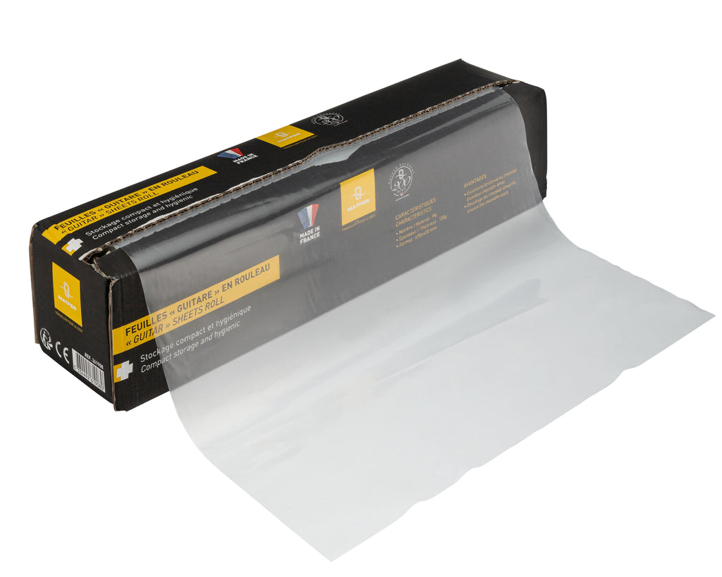 Roll of paper with a black box packaging on a white background