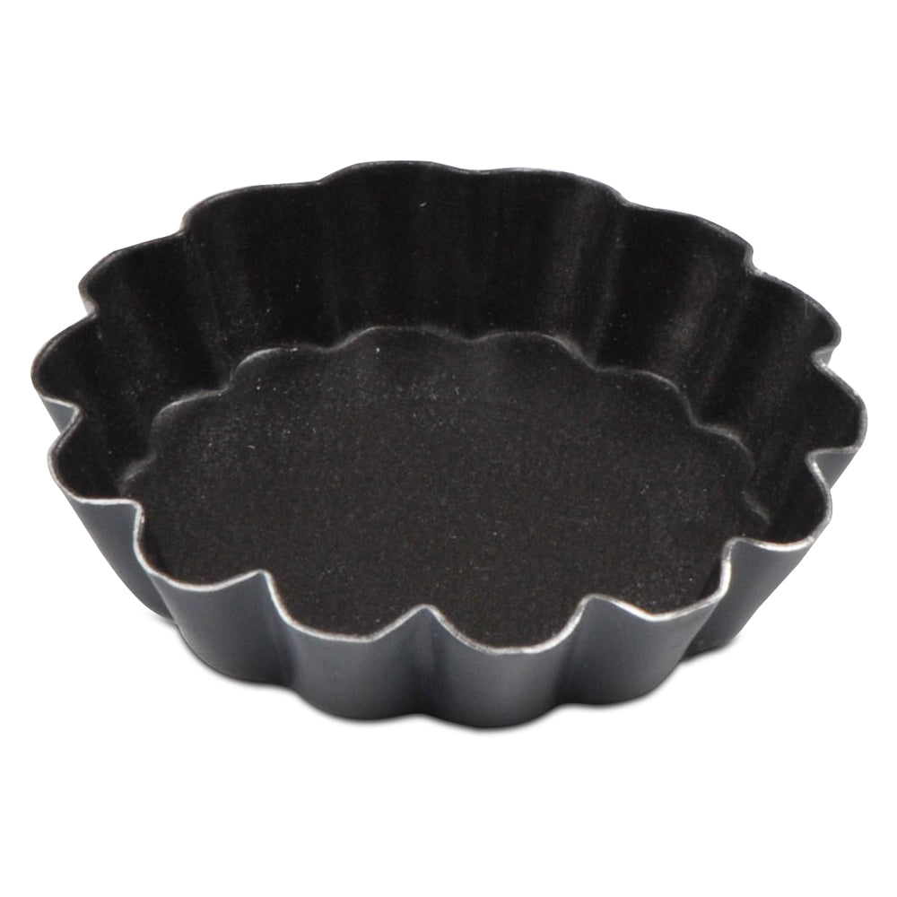 Black Fluted Round Mold on Black Background.