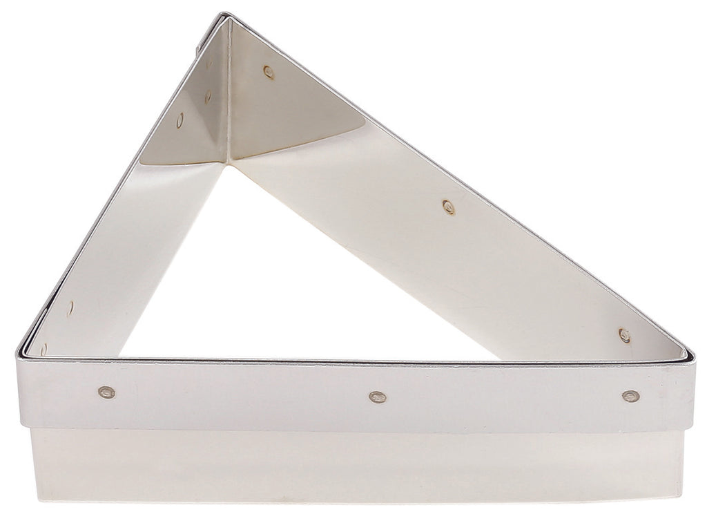 Stainless steal Triangular tart mold on a white background