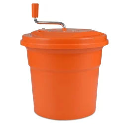 U610 5 Gallon Large Manual Salad Spinner in orange on white background.