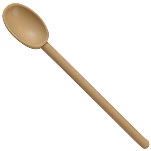 Beige wooden spoon on a white background
