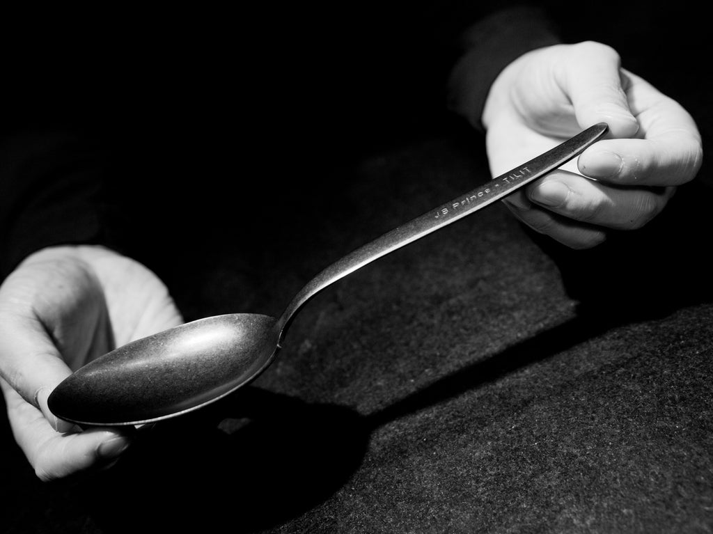 Gray Kunz Spoon: JB Prince x Tilit Edition Hero image, handheld in black and white.