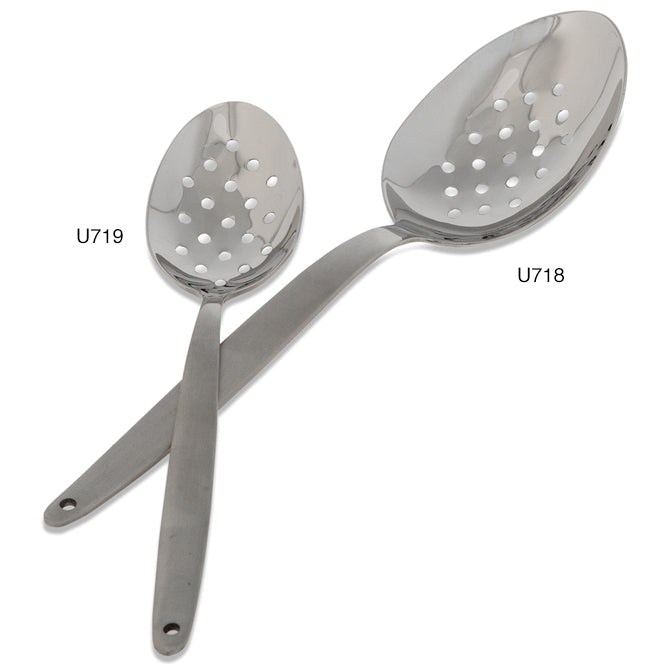 Silver Gray Kunz Perforated Spoons small vs regular sizes.