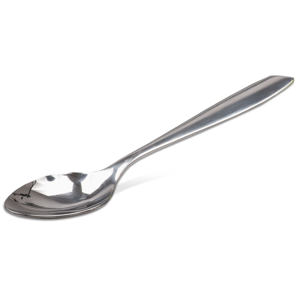 Silver Heavy Serving Spoon, 10 inch shown on white silo background.