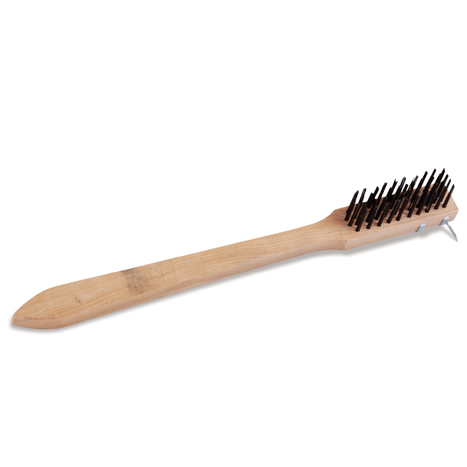 Oversized Grill Brush, Stainless Steel Bristles, Wood Handle