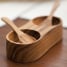 Teak Salt and Pepper Server with Spoons